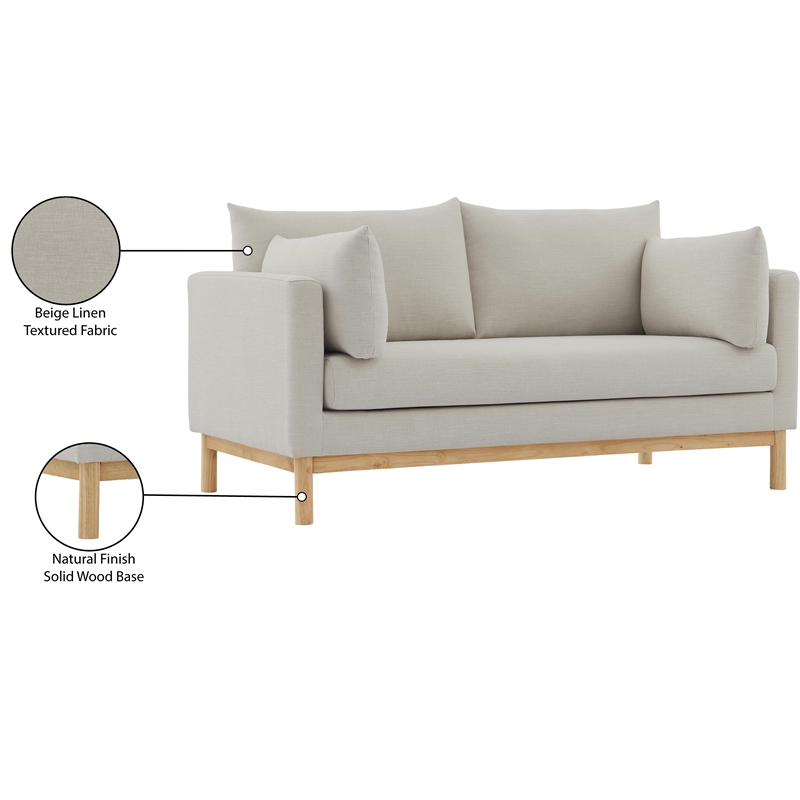 Meridian Furniture Langham Beige Linen Textured Fabric Loveseat