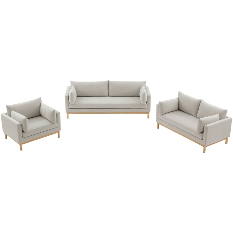 Meridian Furniture Langham Beige Linen Textured Fabric Sofa
