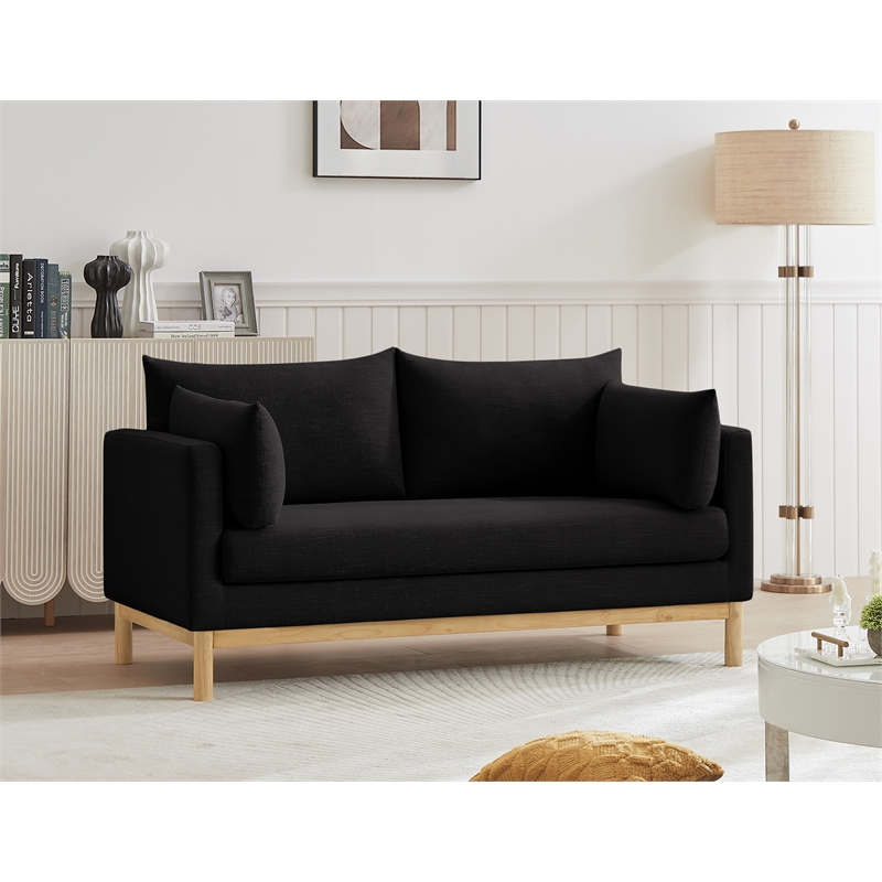 Meridian Furniture Langham Black Linen Textured Fabric Loveseat