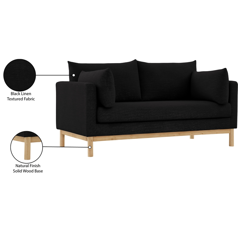 Meridian Furniture Langham Black Linen Textured Fabric Loveseat