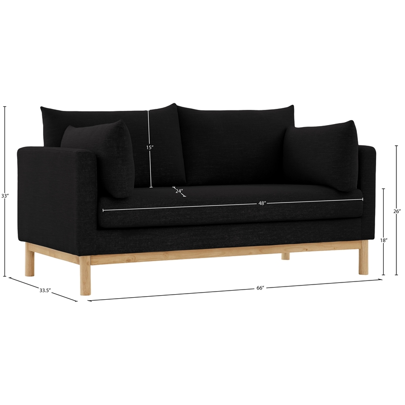 Meridian Furniture Langham Black Linen Textured Fabric Loveseat