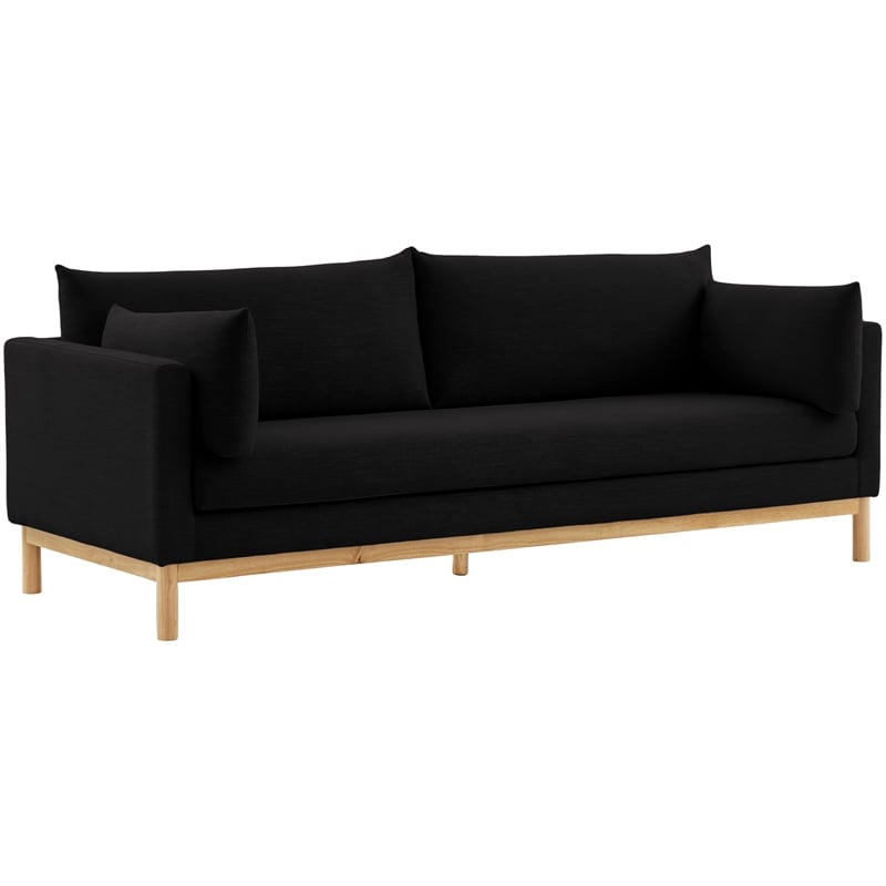 Meridian Furniture Langham Black Linen Textured Fabric Sofa