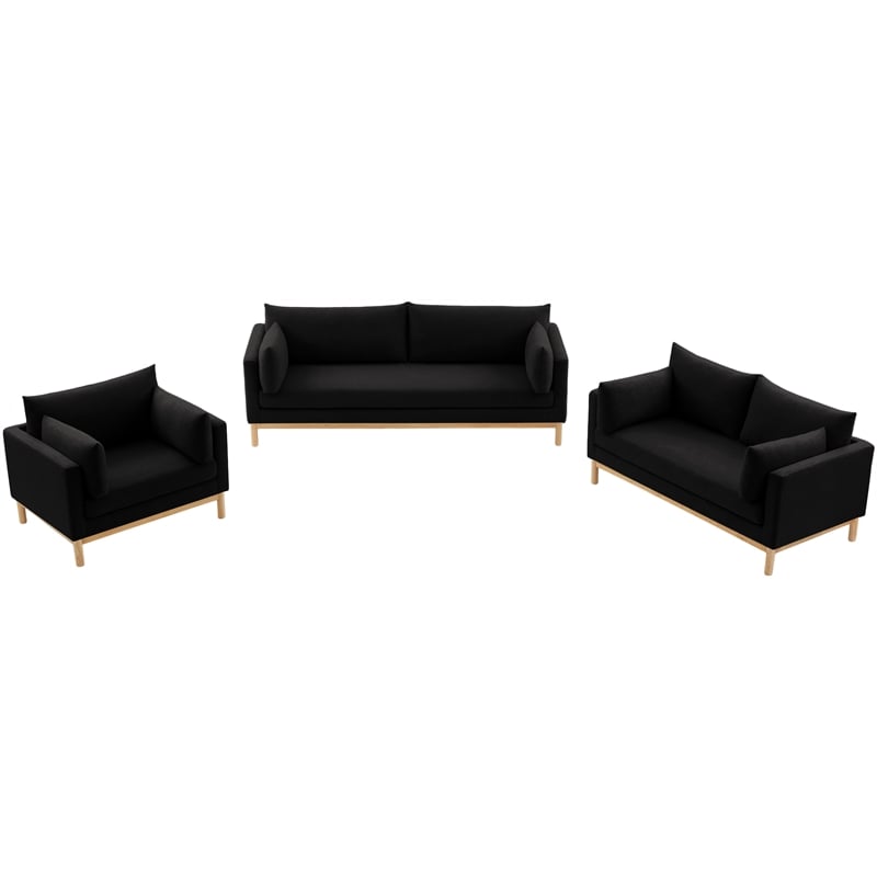 Meridian Furniture Langham Black Linen Textured Fabric Sofa