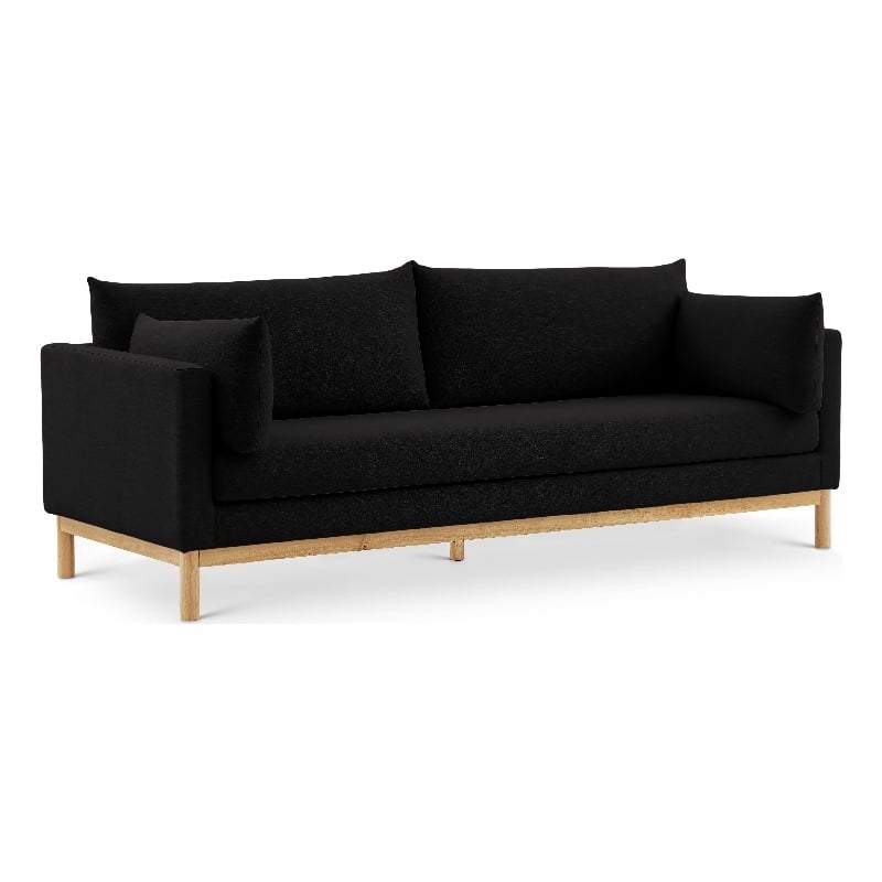 Meridian Furniture Langham Black Linen Textured Fabric Sofa