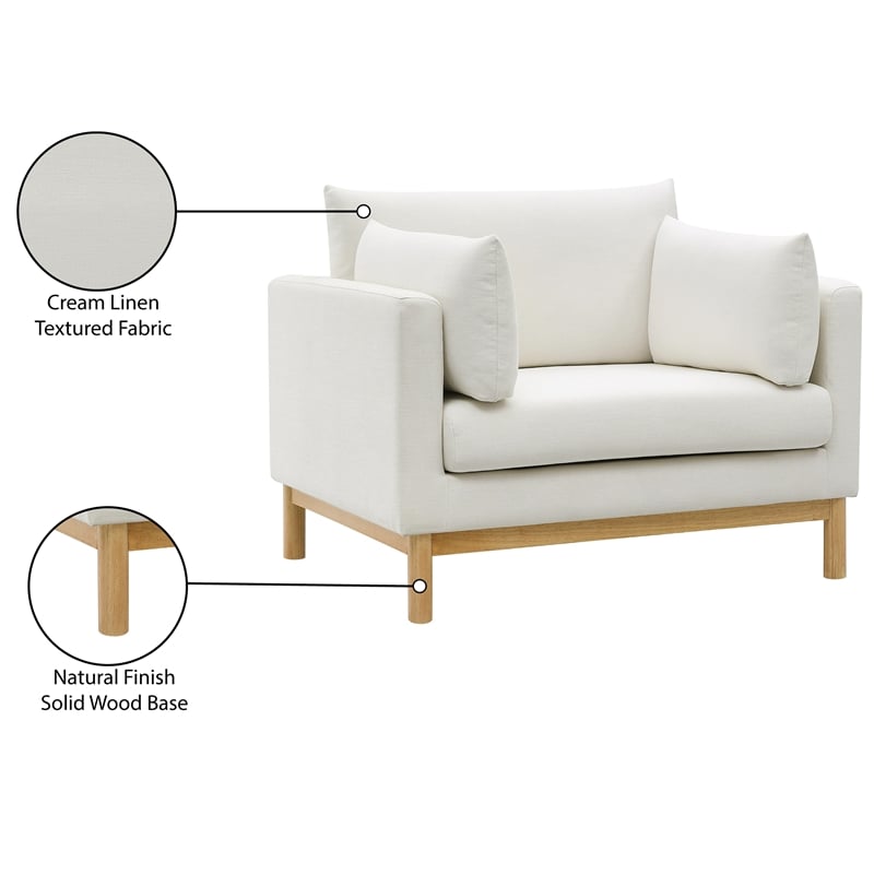 Meridian Furniture Langham Cream Linen Textured Fabric Chair