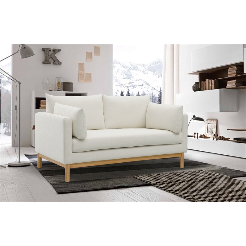 Meridian Furniture Langham Cream Linen Textured Fabric Loveseat