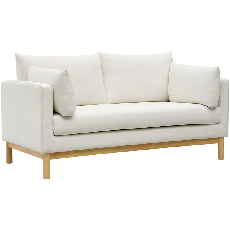 Meridian Furniture Langham Cream Linen Textured Fabric Loveseat