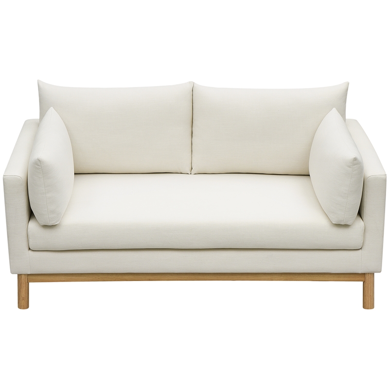 Meridian Furniture Langham Cream Linen Textured Fabric Loveseat