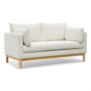 Meridian Furniture Langham Cream Linen Textured Fabric Loveseat