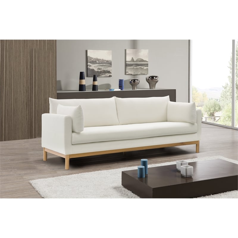 Meridian Furniture Langham Cream Linen Textured Fabric Sofa
