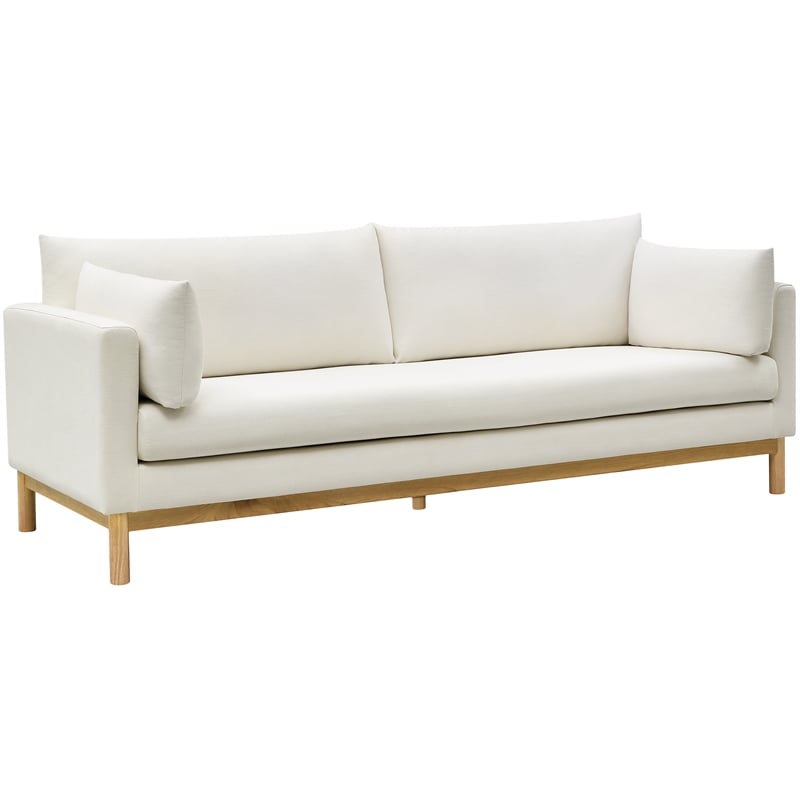 Meridian Furniture Langham Cream Linen Textured Fabric Sofa