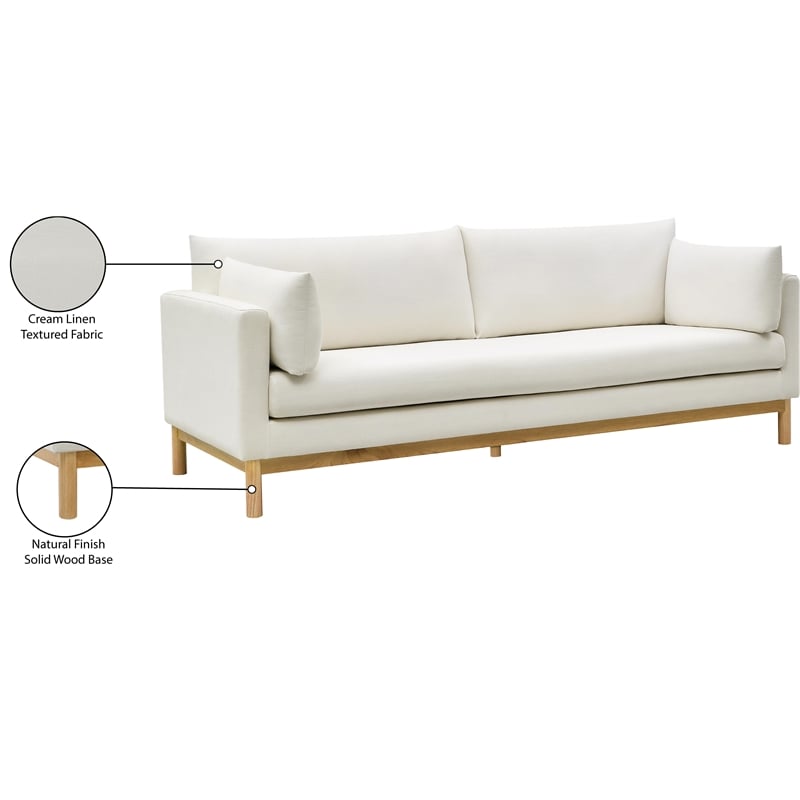 Meridian Furniture Langham Cream Linen Textured Fabric Sofa