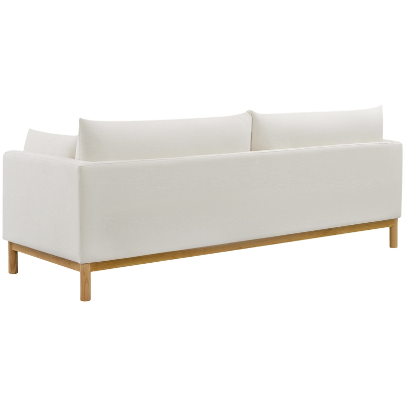 Meridian Furniture Langham Cream Linen Textured Fabric Sofa