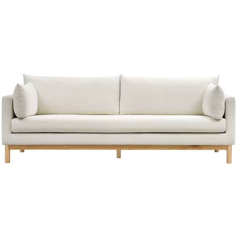 Meridian Furniture Langham Cream Linen Textured Fabric Sofa