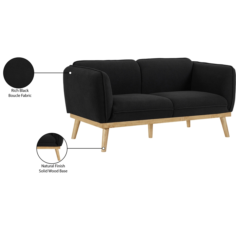 Meridian Furniture Nolita Black Boucle Fabric Loveseat