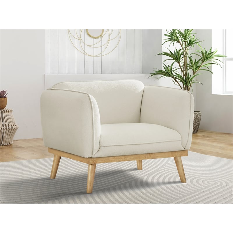 Meridian Furniture Nolita Cream Boucle Fabric Chair