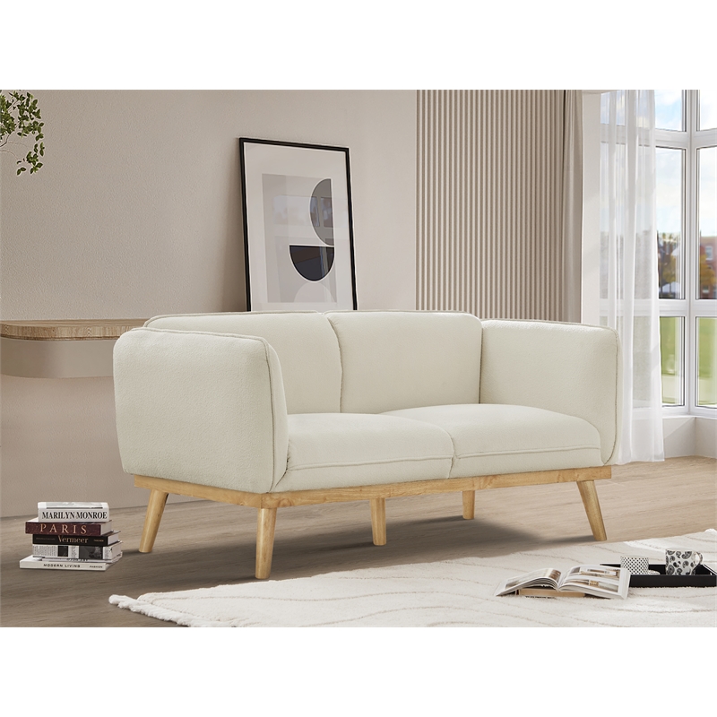 Meridian Furniture Nolita Cream Boucle Fabric Loveseat