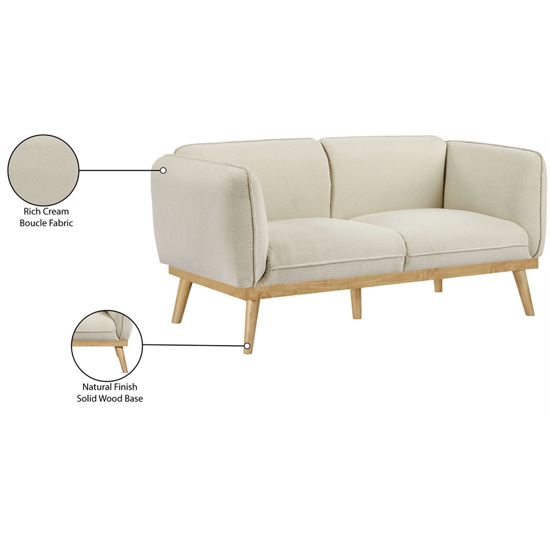 Meridian Furniture Nolita Cream Boucle Fabric Loveseat