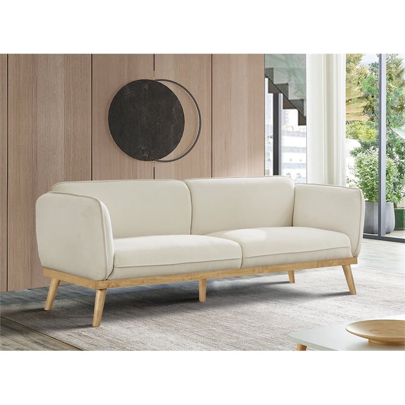 Meridian Furniture Nolita Cream Boucle Fabric Sofa