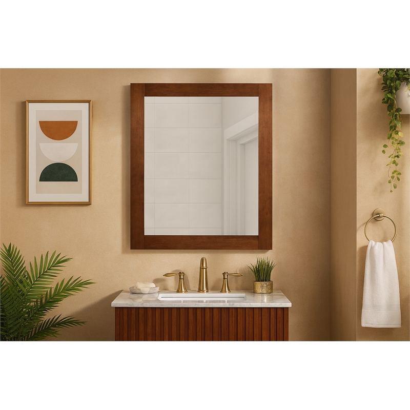 Meridian Furniture Monad Walnut Mirror