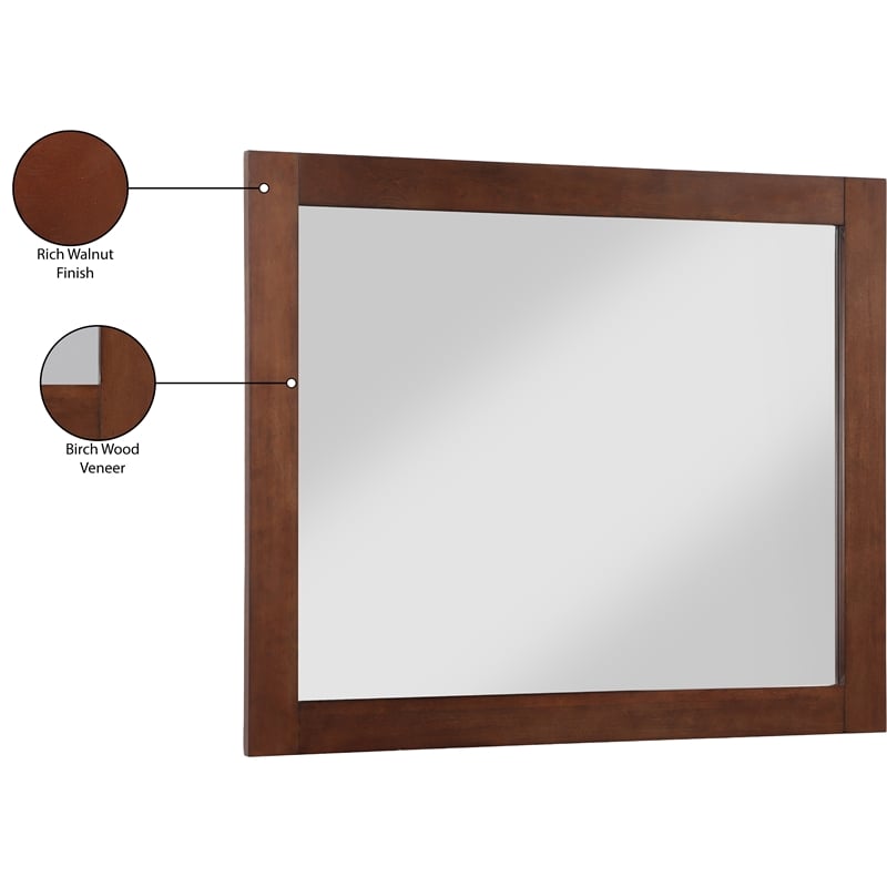 Meridian Furniture Monad Walnut Mirror