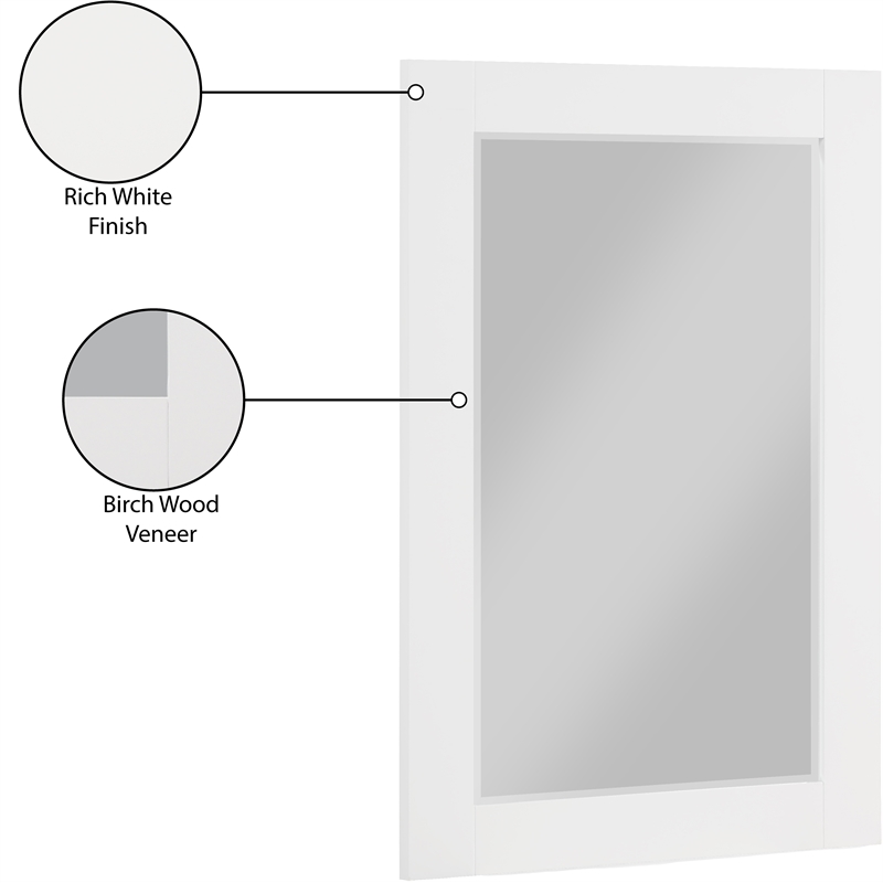 Meridian Furniture Monad White Mirror