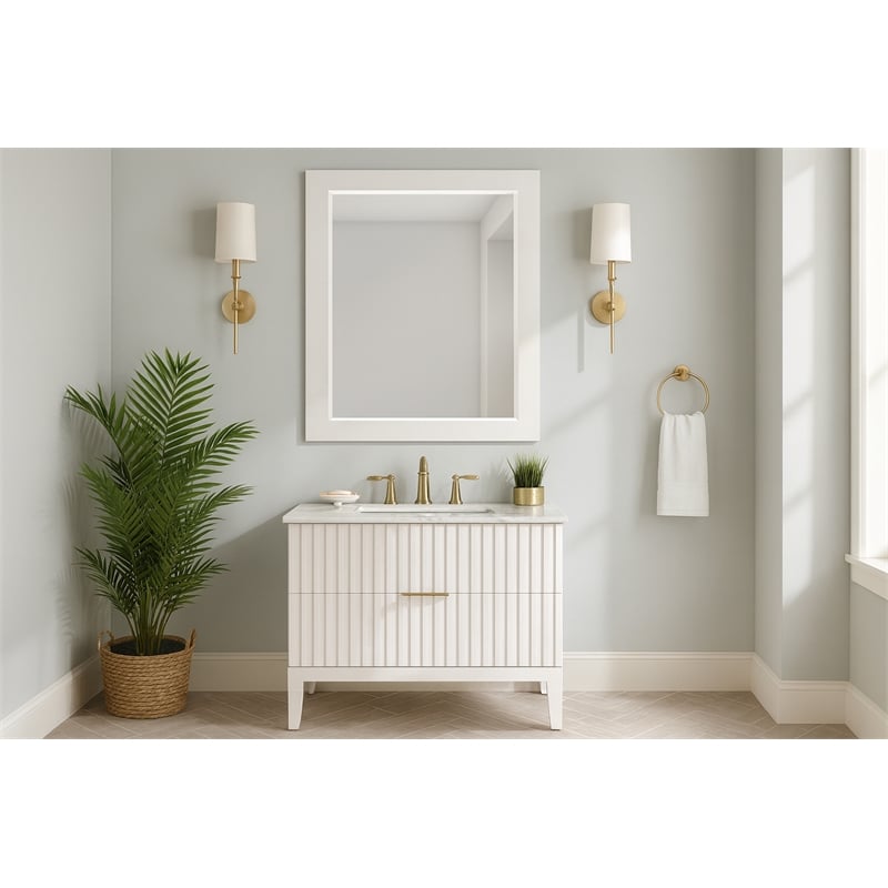 Meridian Furniture Monad White Mirror
