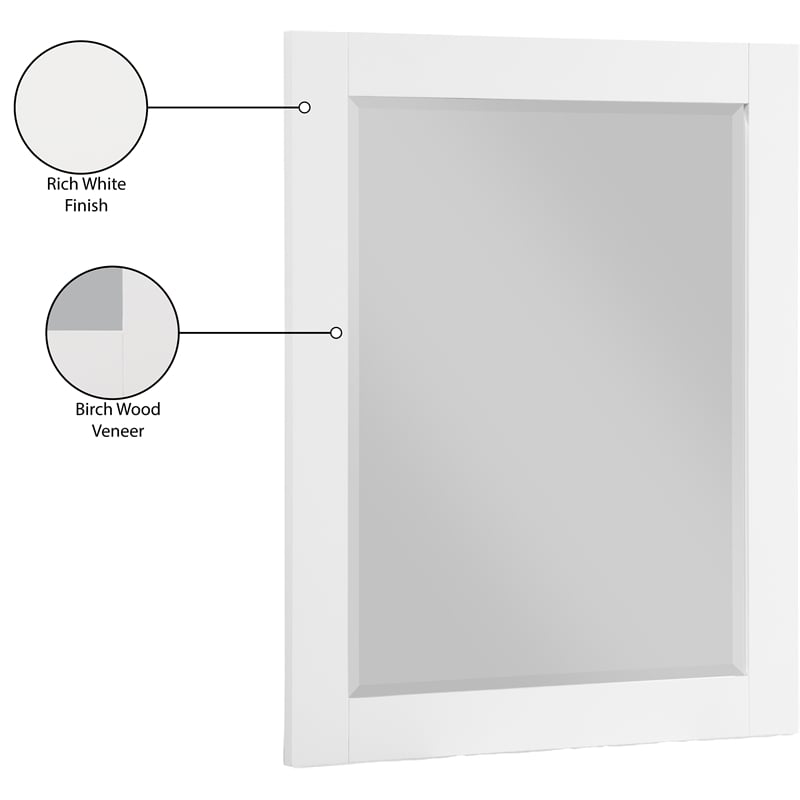 Meridian Furniture Monad White Mirror