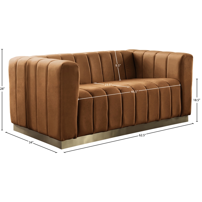 Meridian Furniture Marlon Saddle Velvet Loveseat