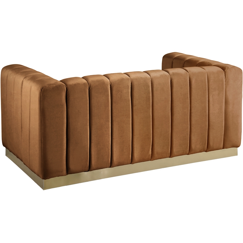Meridian Furniture Marlon Saddle Velvet Loveseat