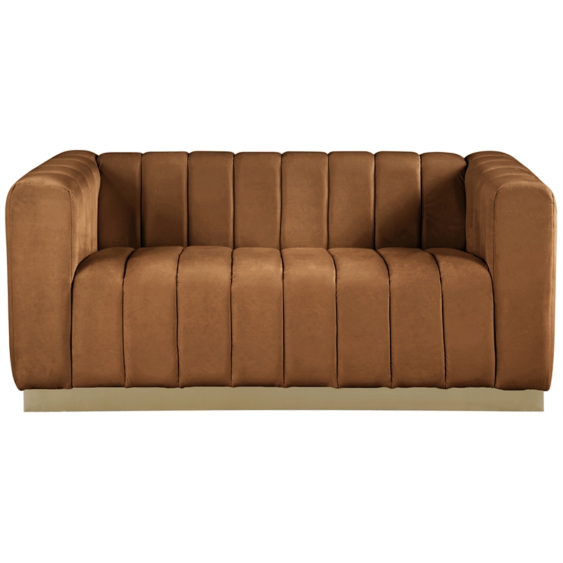 Meridian Furniture Marlon Saddle Velvet Loveseat