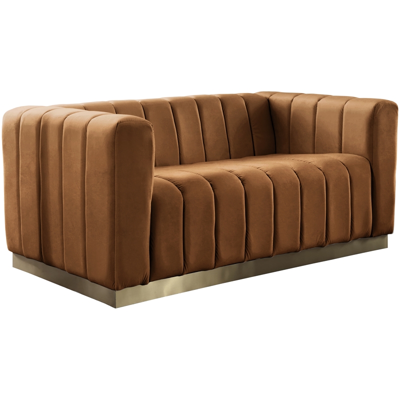 Meridian Furniture Marlon Saddle Velvet Loveseat
