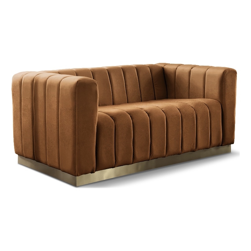 Meridian Furniture Marlon Saddle Velvet Loveseat