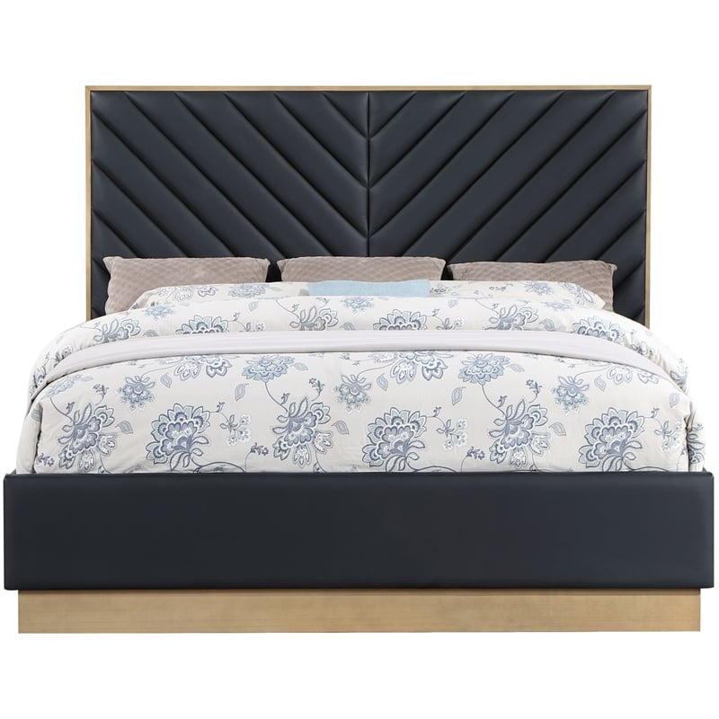 Meridian Furniture Casa Black Vegan Leather Queen Bed