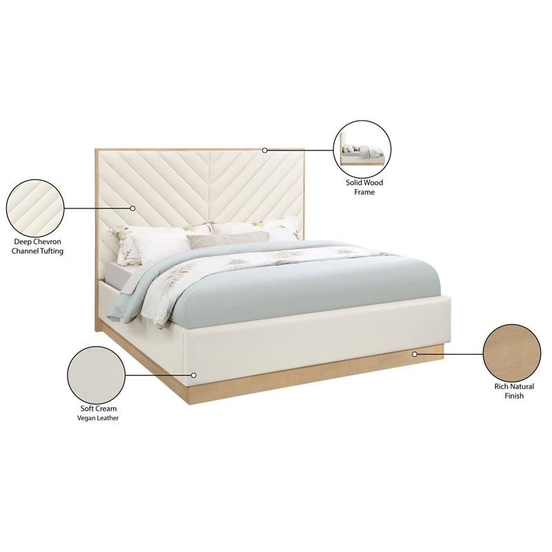 Meridian Furniture Casa Cream Vegan Leather Queen Bed
