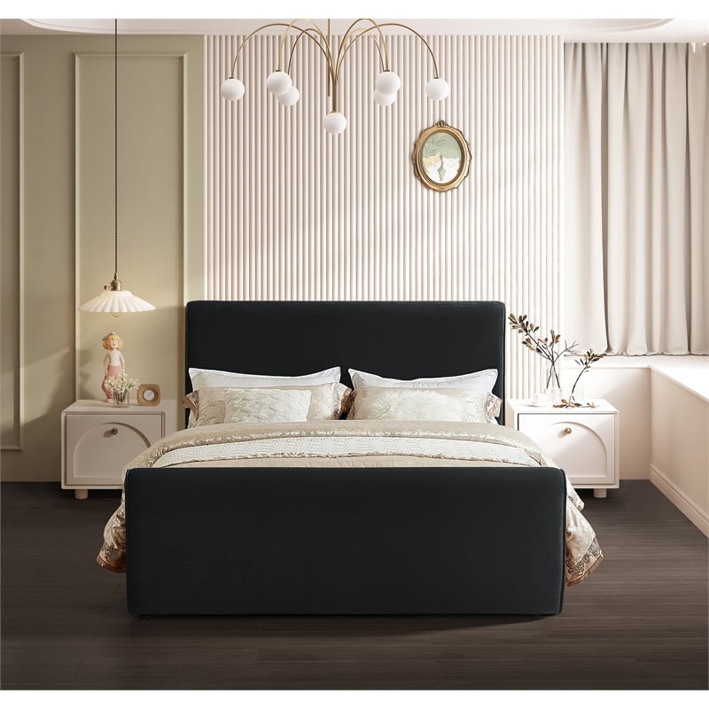 Meridian Furniture Sloan Black Velvet Full Bed