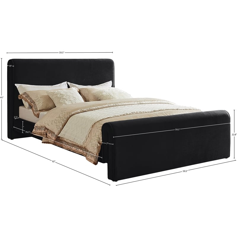 Meridian Furniture Sloan Black Velvet Full Bed