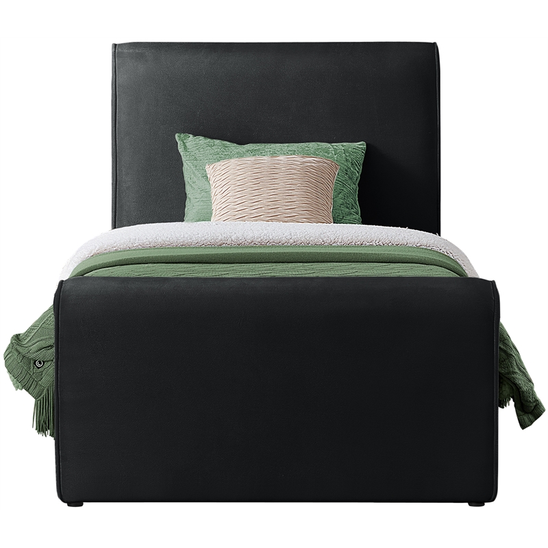 Meridian Furniture Sloan Black Velvet Twin Bed