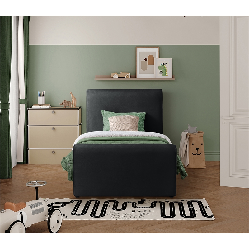Meridian Furniture Sloan Black Velvet Twin Bed