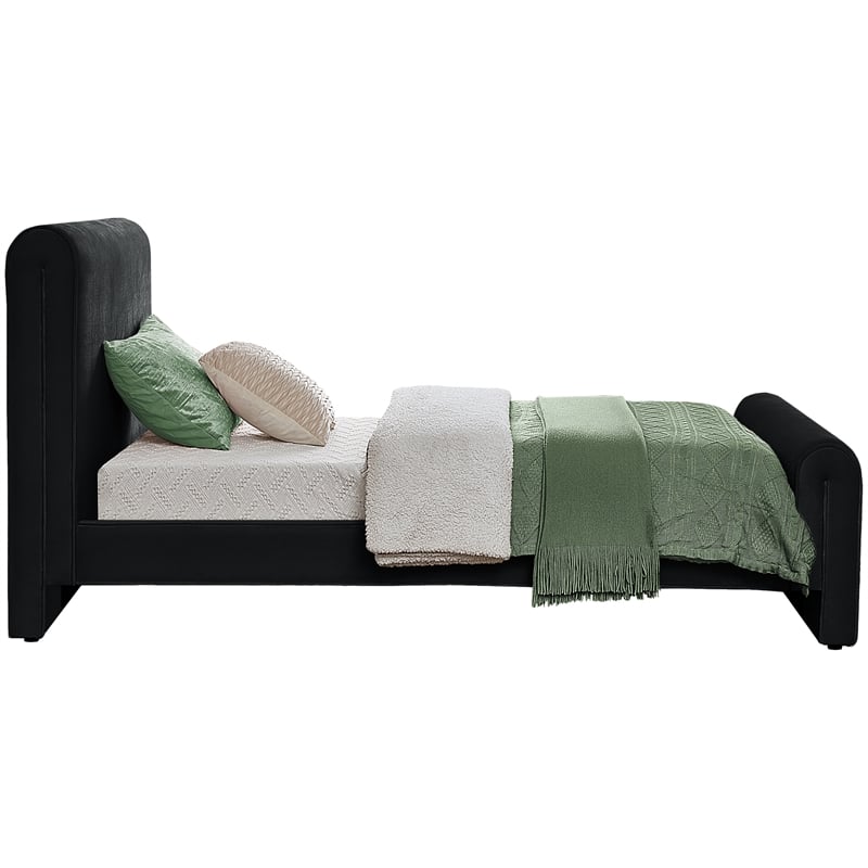 Meridian Furniture Sloan Black Velvet Twin Bed
