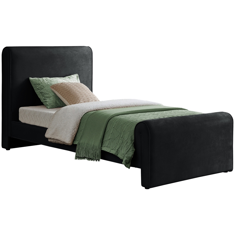 Meridian Furniture Sloan Black Velvet Twin Bed