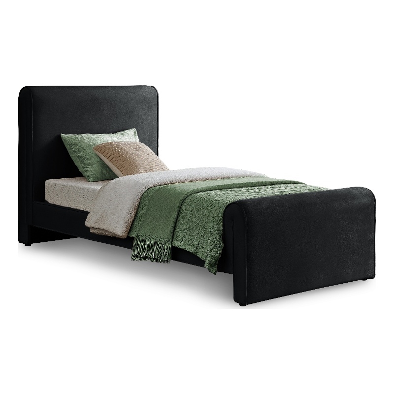Meridian Furniture Sloan Black Velvet Twin Bed