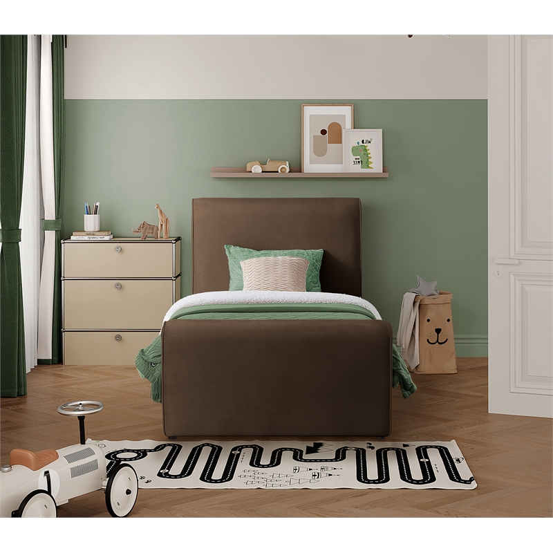 Meridian Furniture Sloan Brown Velvet Twin Bed