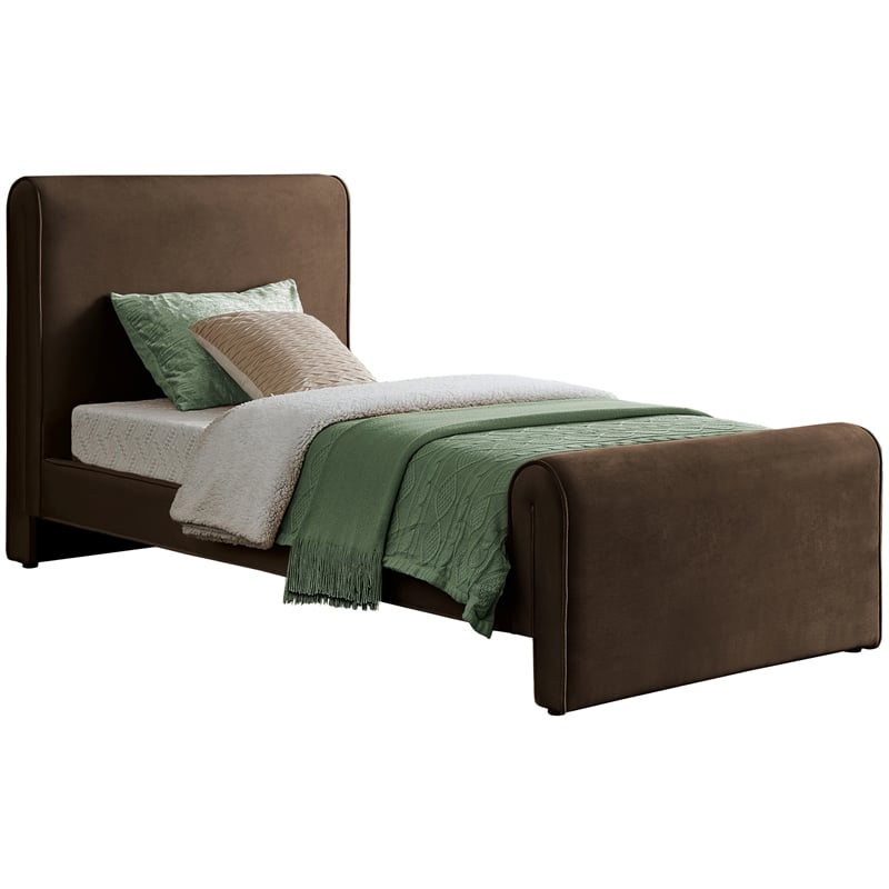 Meridian Furniture Sloan Brown Velvet Twin Bed