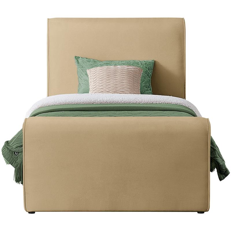 Meridian Furniture Sloan Camel Velvet Twin Bed