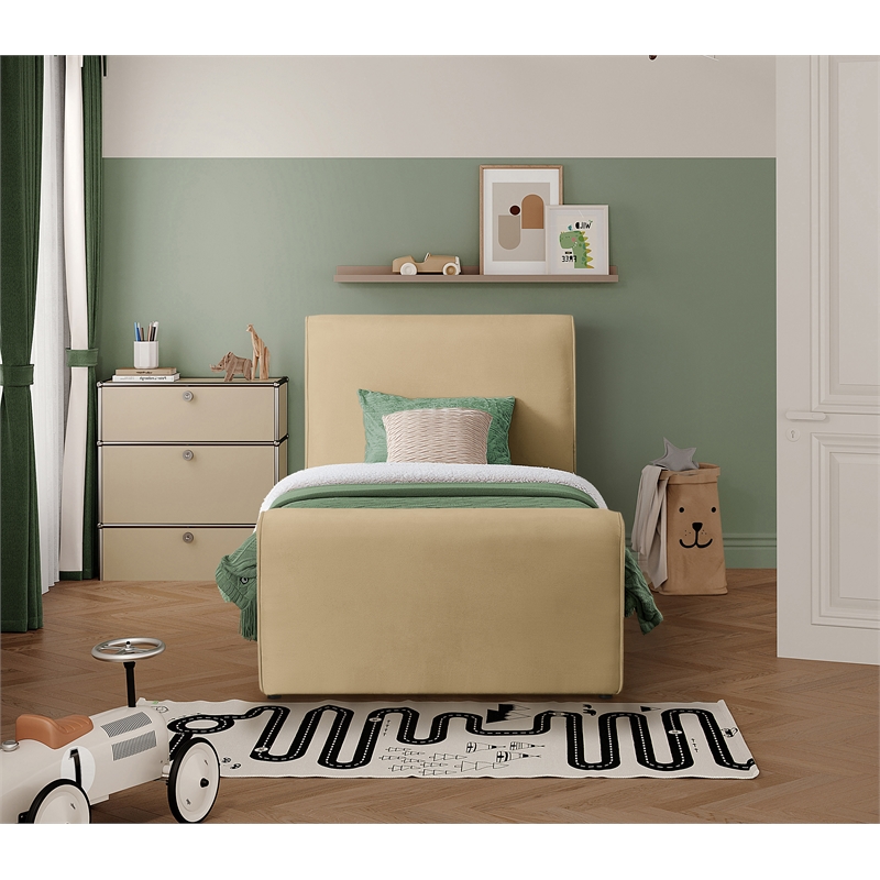 Meridian Furniture Sloan Camel Velvet Twin Bed