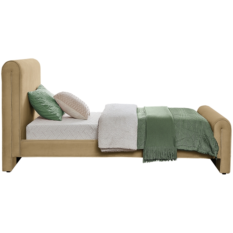Meridian Furniture Sloan Camel Velvet Twin Bed