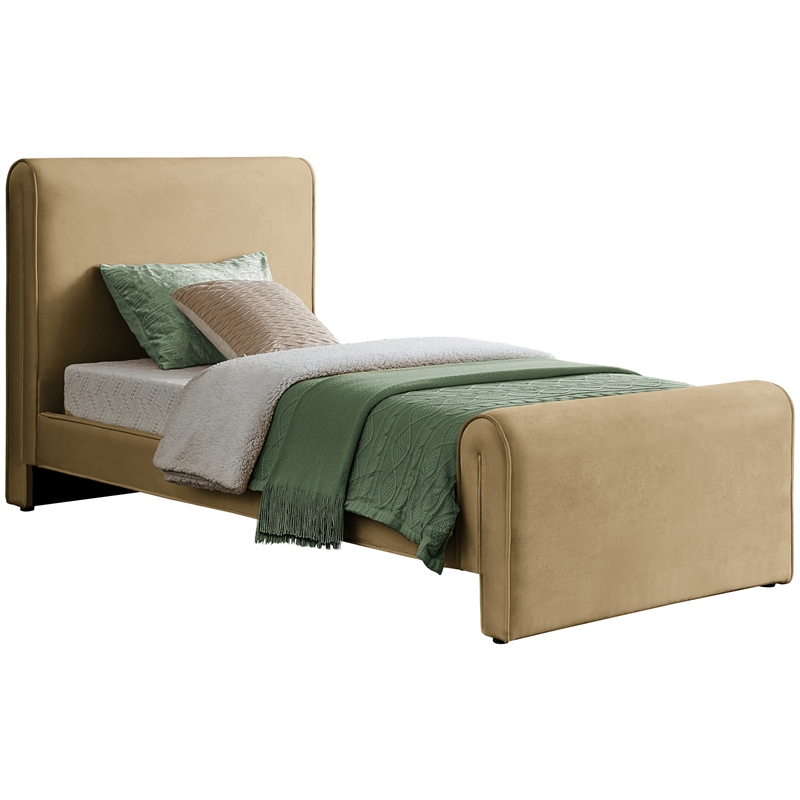 Meridian Furniture Sloan Camel Velvet Twin Bed