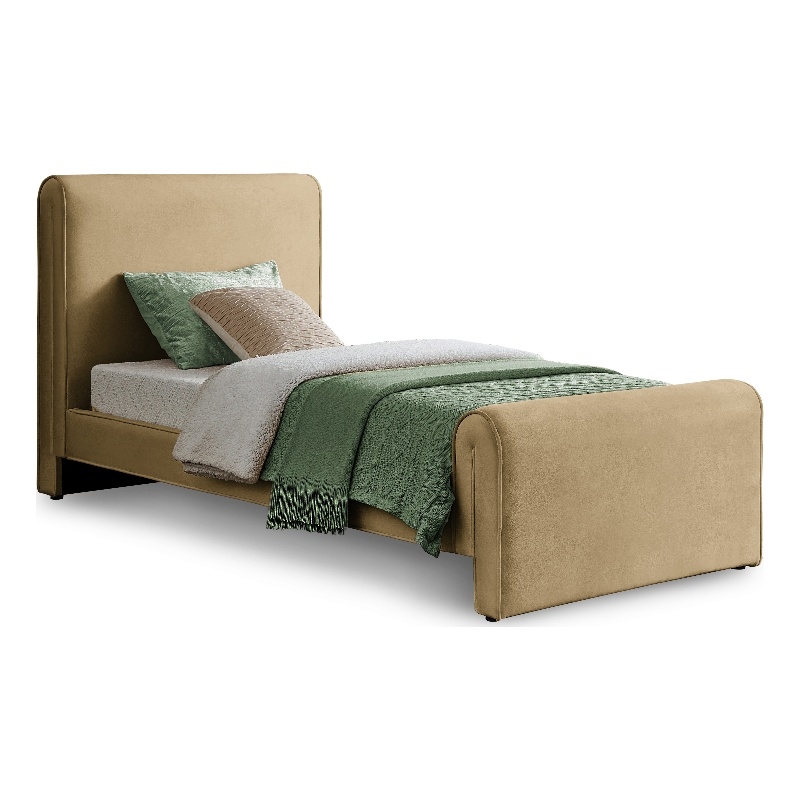 Meridian Furniture Sloan Camel Velvet Twin Bed