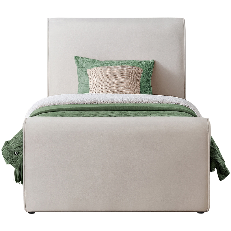Meridian Furniture Sloan Cream Velvet Twin Bed